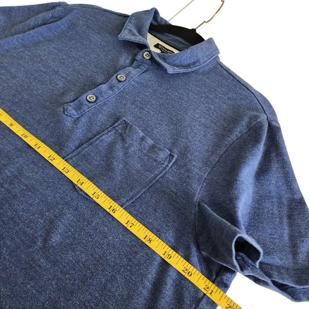 Banana Republic Mens Performance Pique‎ Polo Shirt Size Large Navy Blue Preppy